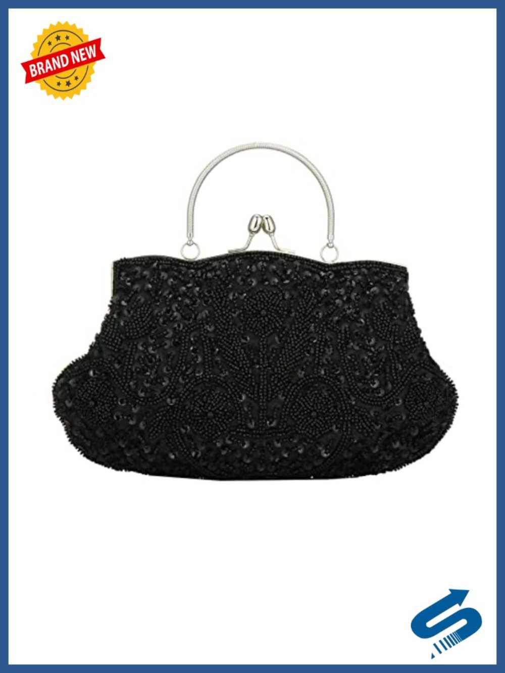 Beaded Sequin Floral Clutch Evening Bag Vintage Embroidery Crossbody